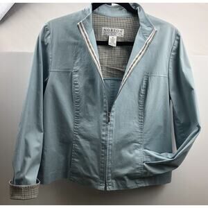 Norton Studio Jacket Women 10 Blue Zip Front Pockets Cotton Blend Lightweight